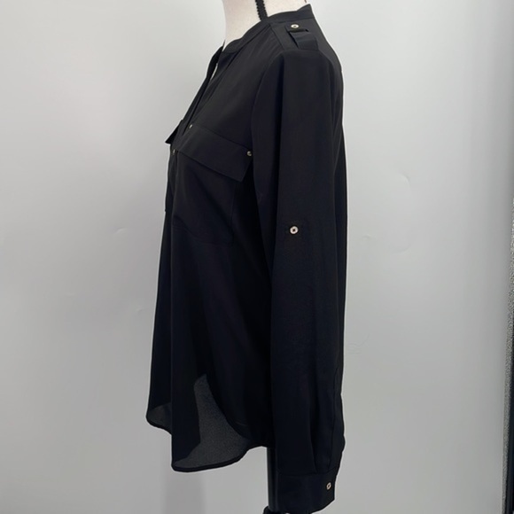 UEC Calvin Klein black long sleeve blouse with gold buttons size small - Picture 4 of 7